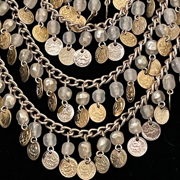 Vintage Multi Strand Gold Coin Necklace Stamped Japan - Picture 4 of 9